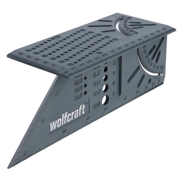 WOLFCRAFT Escuadra pl&aacute;stica 3D, con regla y escalas angulares