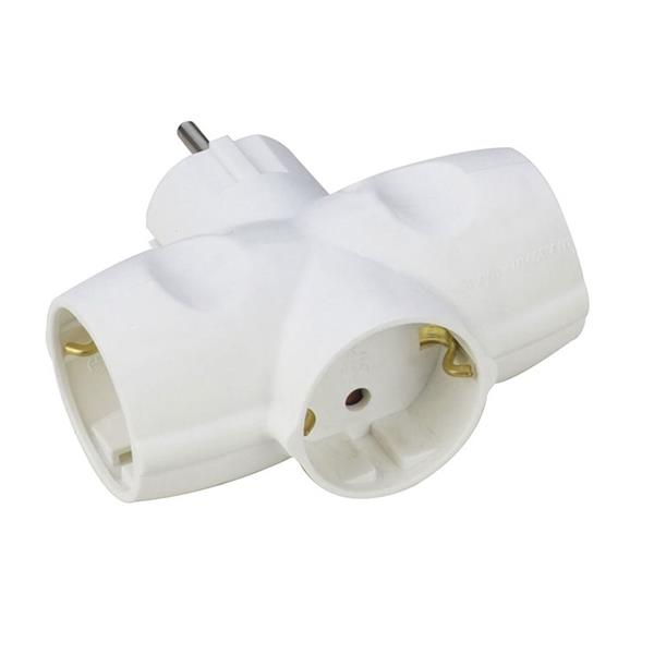 SIMON 118307 ADAPTADOR TRIPLE SCHUKO BLANCO 16A C/TT