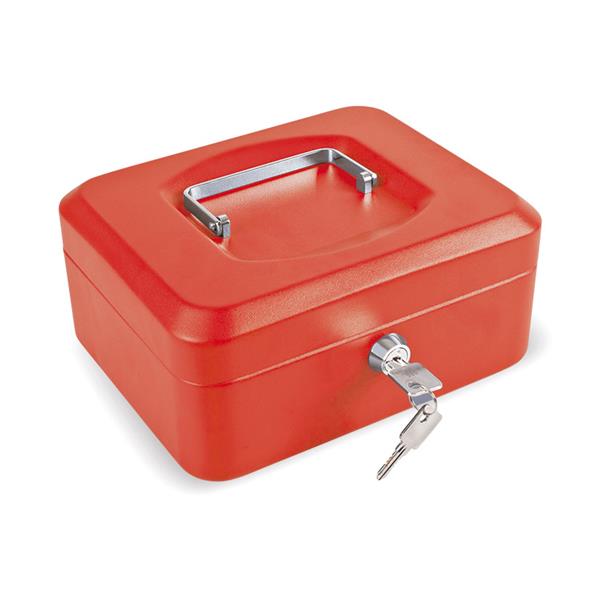 CAJA CAUDAL. C/BAN. ROJO.20x16xh9 cm.