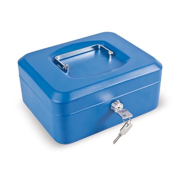 Caja caudales con bandeja. Azul. 20x16xh9 cm.