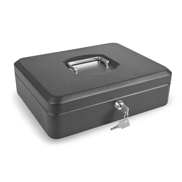 Caja de caudales con bandeja. Negro. 30x24xh9 cm.
